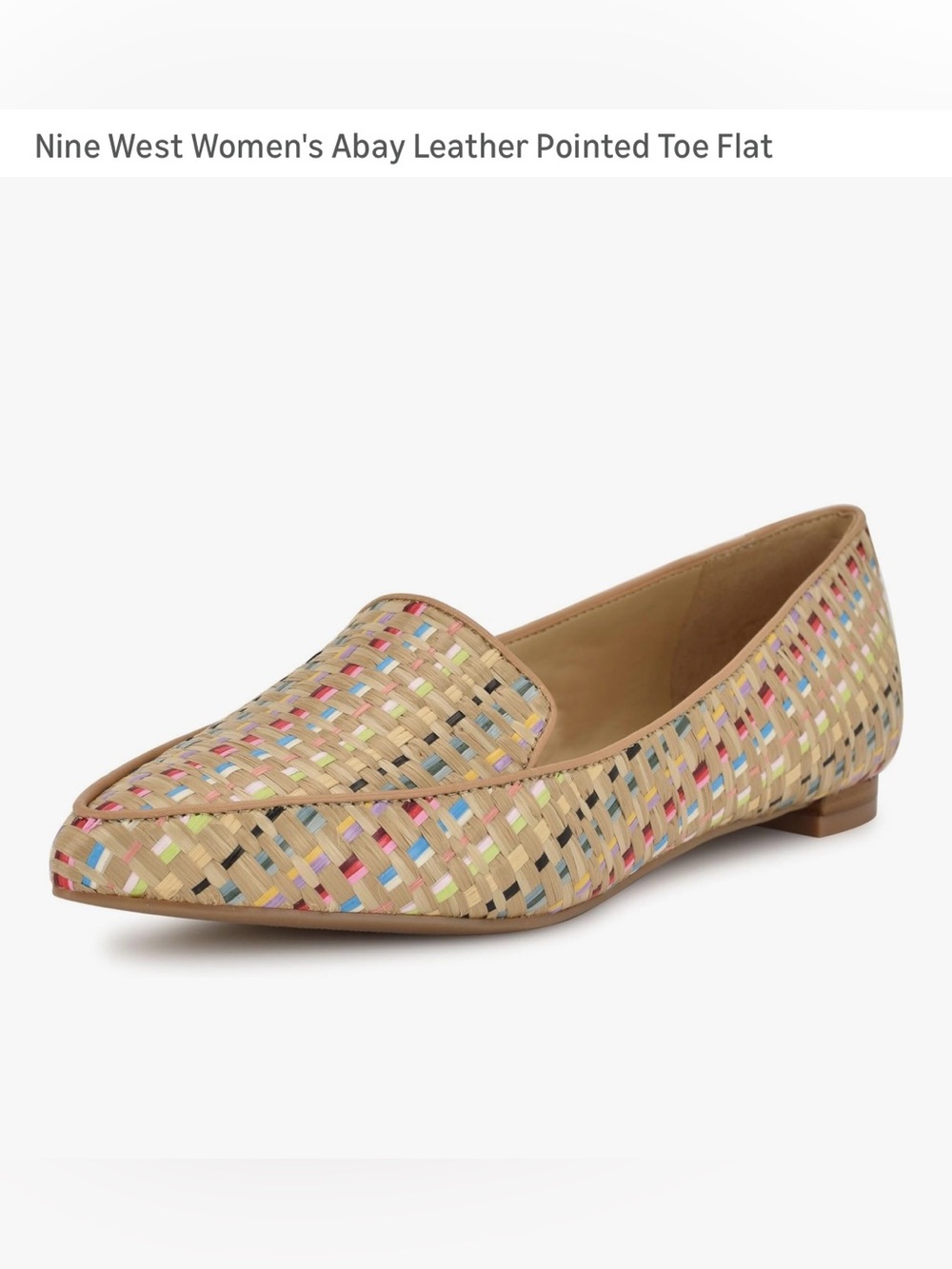 Nine West Multicolor Woven Pointed Toe Flat - Tan Base. Size 7